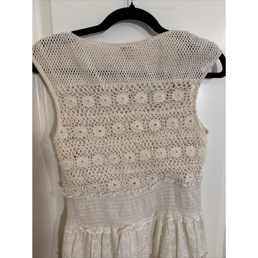 Sundance Ivory Cotton Crocheted Midi Dress Size 8 - Picture 9 of 11